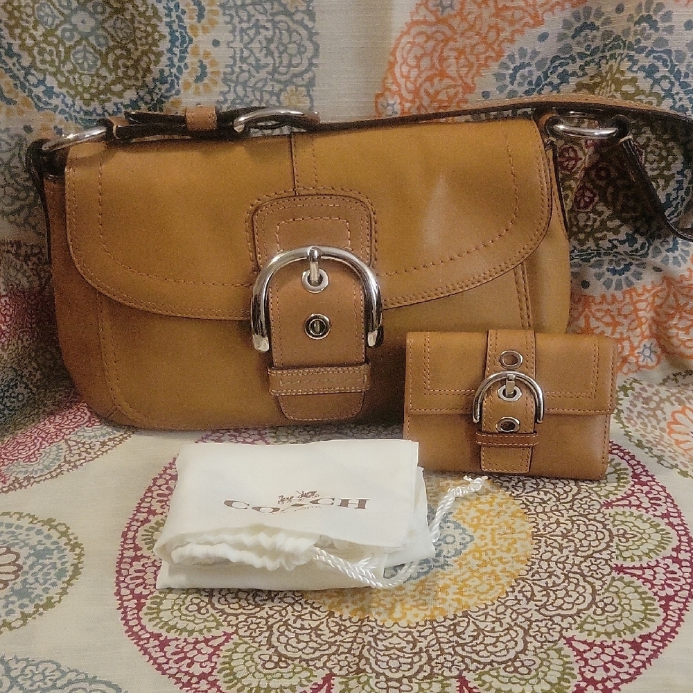 Coach Brown Leather Shoulder Bag and Wallet